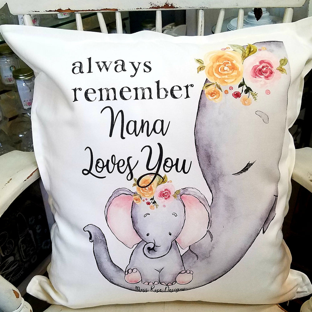 Always Remember Nana Loves You Floral Pillow