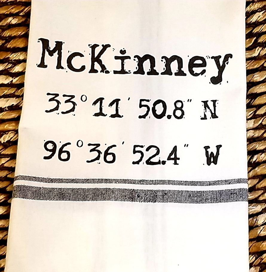 McKinney Texas Longitude & Latitude Kitchen Towel