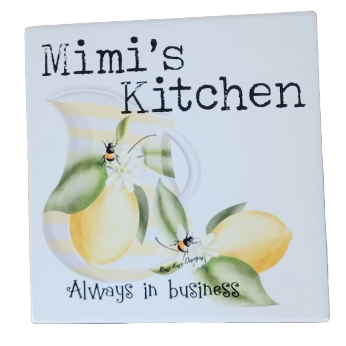 Mimi's Kitchen Always in Business Ceramic Trivet