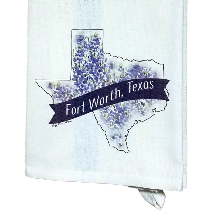 Fort Worth Texas Bluebonnet Kitchen Towel